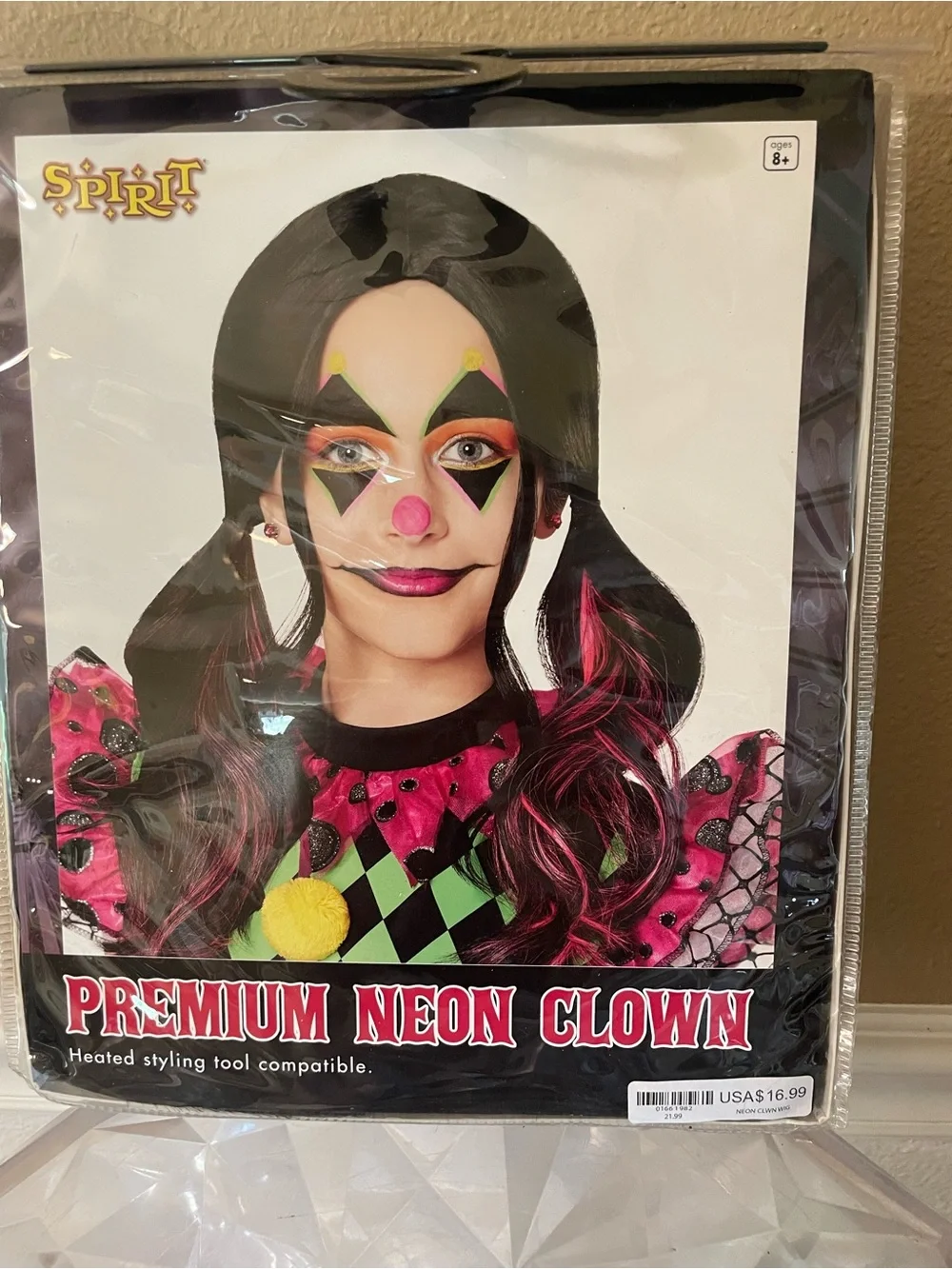 Premium Neon Clown Wig Age 8+